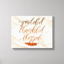 Grateful Thankful Blessed Modern Marble Feather Canvas Print