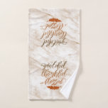 Grateful Thankful Blessed Modern Marble Feather Hand Towel