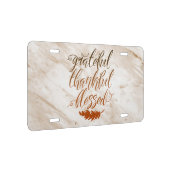 Grateful Thankful Blessed Modern Marble Feather License Plate (Right)