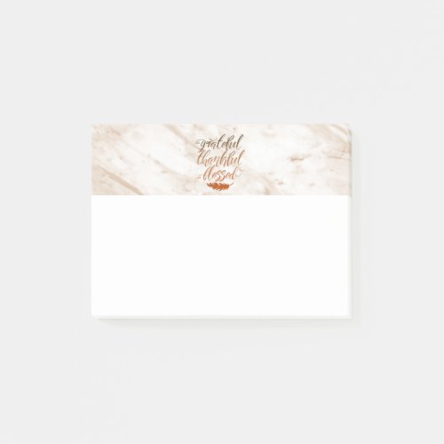 Grateful Thankful Blessed Modern Marble Feather Post_it Notes