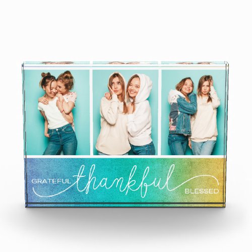 Grateful Thankful Blessed Modern Three Photo