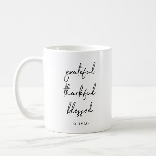 Grateful Thankful Blessed  Modern Typography Coffee Mug