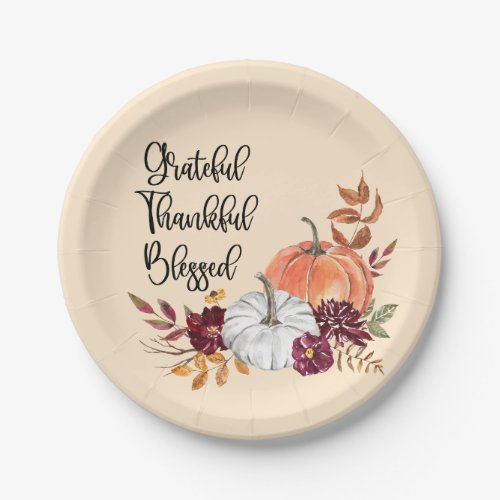 Grateful Thankful Blessed Personalized Plates
