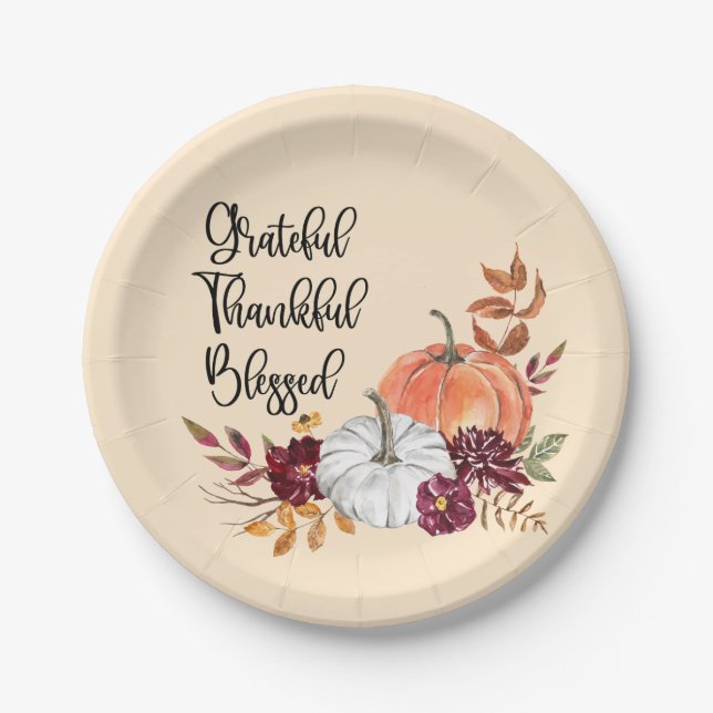 Grateful, Thankful, Blessed Personalized Plates (Front)