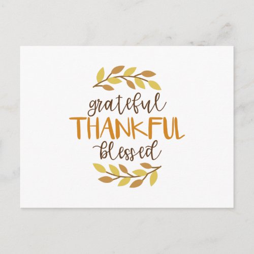 Grateful Thankful Blessed Postcard