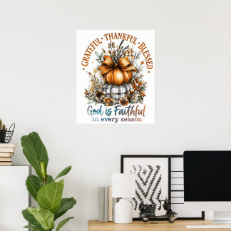Grateful Thankful Blessed Poster