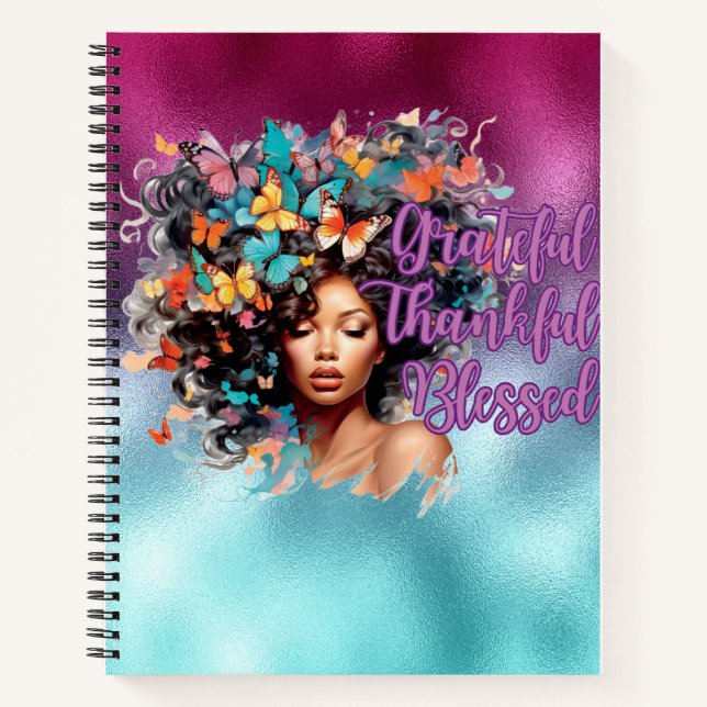 Grateful, Thankful, Blessed Spiral Notebook (Front)