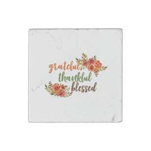 Grateful, Thankful, Blessed Stone Magnet