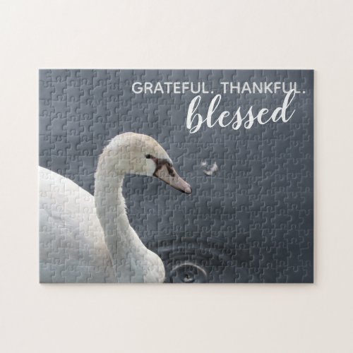 Grateful Thankful Blessed Swan Jigsaw Puzzle