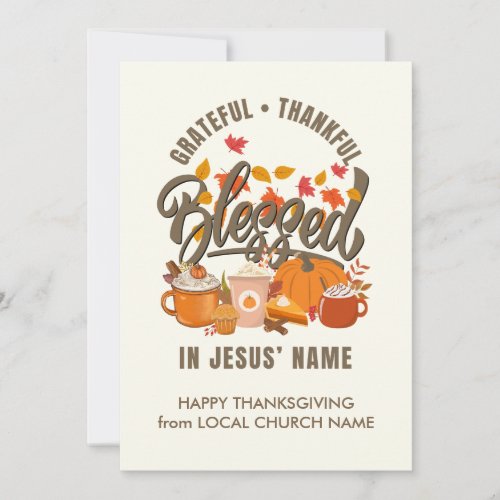 GRATEFUL THANKFUL BLESSED Thanksgiving Church Holiday Card