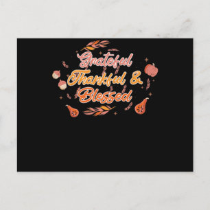 Grateful Thankful Blessed Thanksgiving Fall Time Postcard