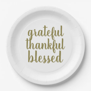Grateful thankful blessed Thanksgiving holiday mod Paper Plates