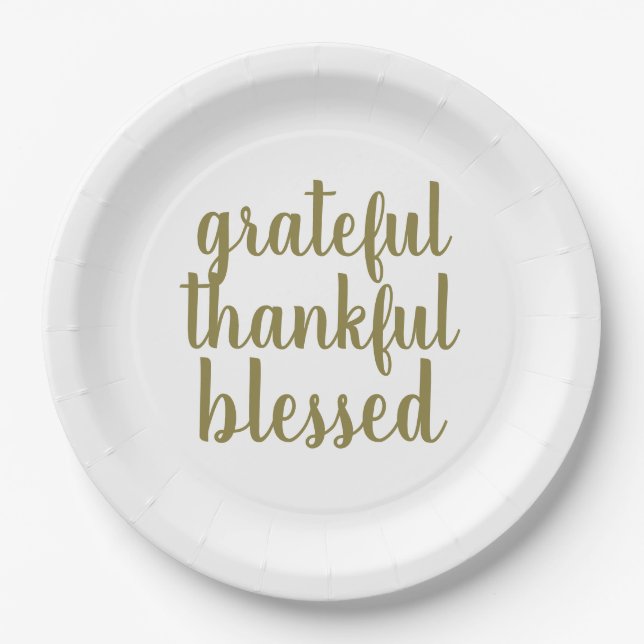 Grateful thankful blessed Thanksgiving holiday mod Paper Plates (Front)