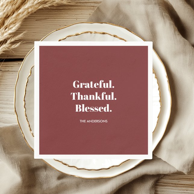 Grateful Thankful Blessed Thanksgiving  Napkins (Creator Uploaded)