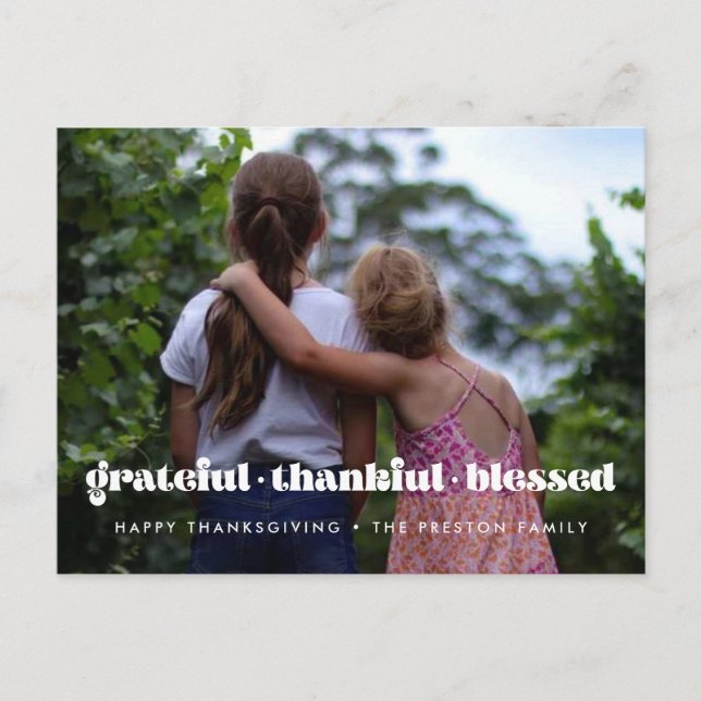 Grateful Thankful Blessed Thanksgiving photo Postcard (Front)