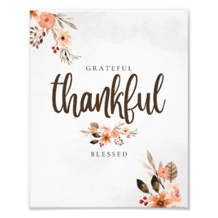 Grateful Thankful, Blessed Thanksgiving  Photo Print