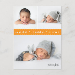 Grateful Thankful Blessed Thanksgiving Photos Holiday Postcard