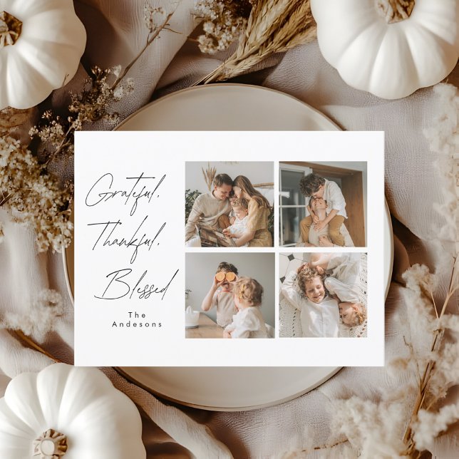 Grateful Thankful Blessed Thanksgiving Photos Postcard (Creator Uploaded)