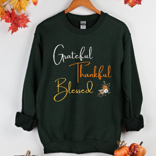 Grateful Thankful Blessed Thanksgiving white T-Shirt