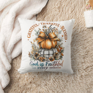Grateful Thankful Blessed Throw Pillow