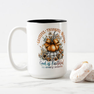 Grateful Thankful Blessed Two-Tone Coffee Mug