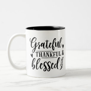 Grateful Thankful & Blessed Two-Tone Coffee Mug