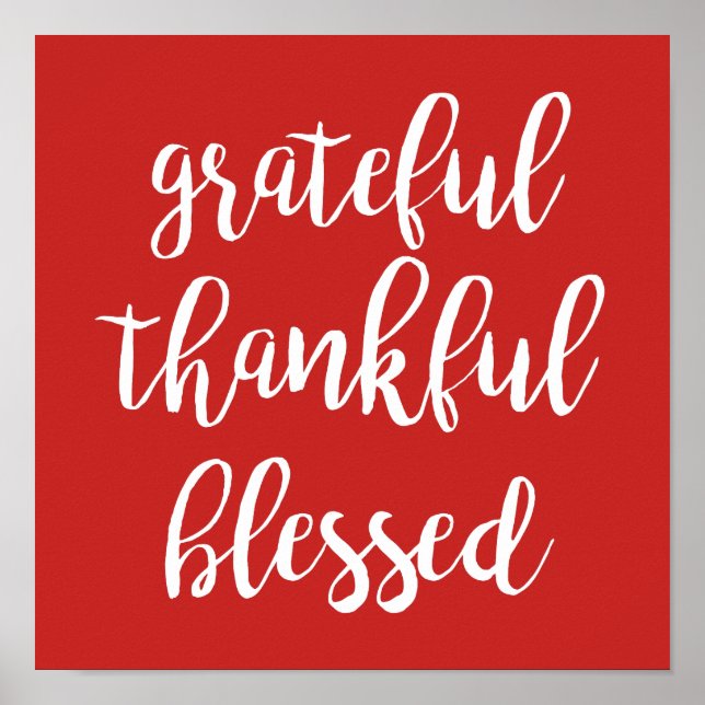 GRATEFUL THANKFUL BLESSED typography Poster (Front)