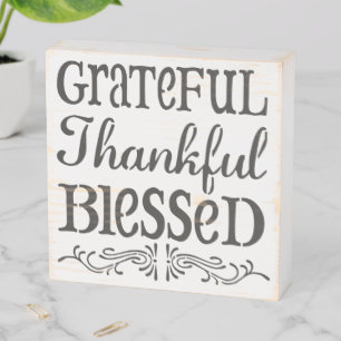 Grateful, Thankful, Blessed Wooden Box Sign