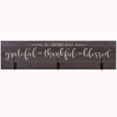 Grateful, Thankful & Blessed Wooden Coat Rack (Front)