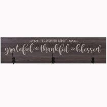 Grateful, Thankful & Blessed Wooden Coat Rack