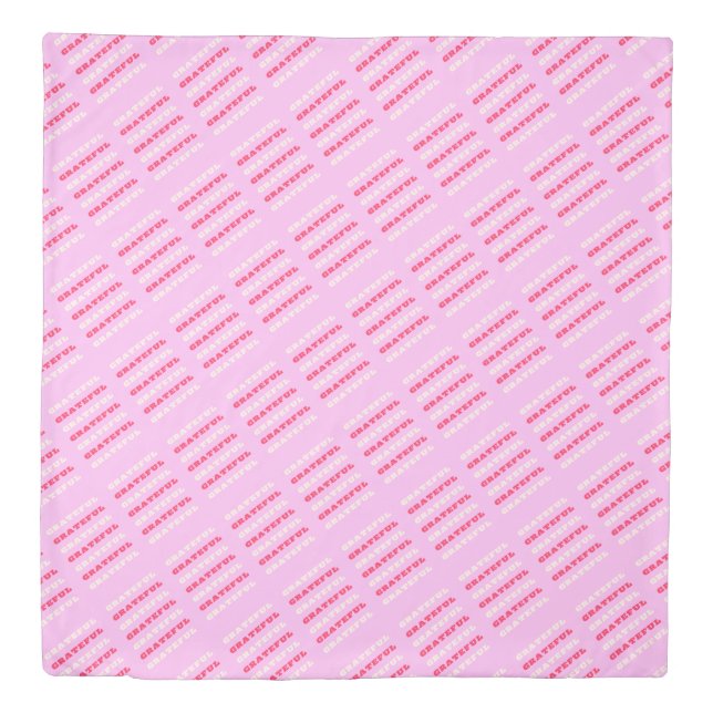 Grateful, Thankful, Gratitude Quote, Pink, Holiday Duvet Cover (Front)