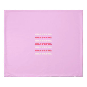 Grateful, Thankful, Gratitude Quote, Pink, Holiday Duvet Cover