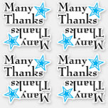 [ Thumbnail: Grateful, Thankful "Many Thanks" W/ Star Shape Sticker ]