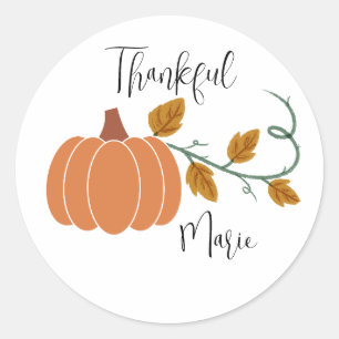 Grateful -Thankful Pumpkin-Autumn  Classic Round Sticker
