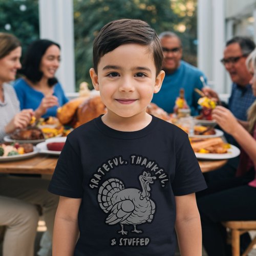 Grateful Thankful  Stuffed Turkey Thanksgiving Tri_Blend Shirt