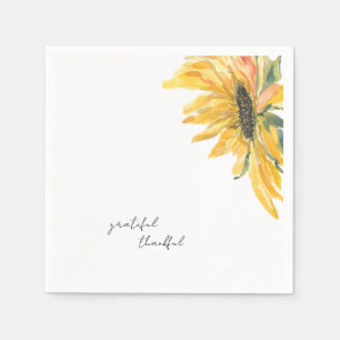 Grateful Thankful Sunflower Cocktail Napkins