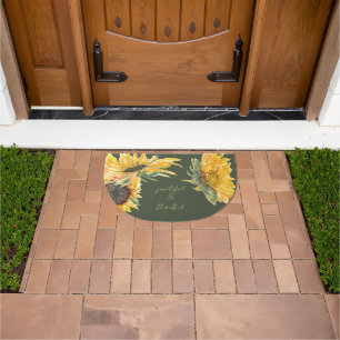 Grateful Thankful Sunflower  Doormat