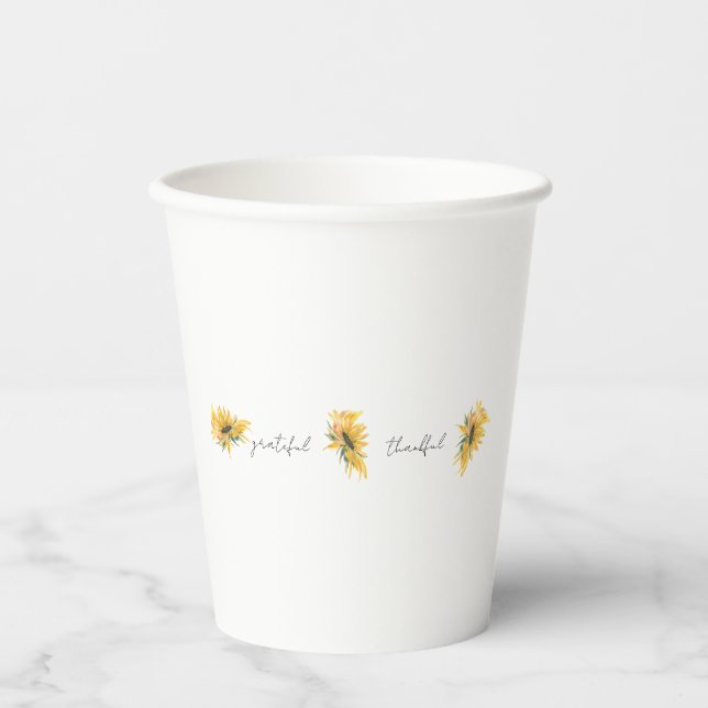 Grateful Thankful Sunflower  Paper Cups (Front)
