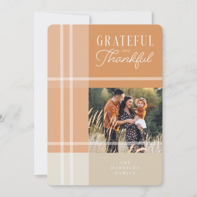 Grateful & Thankful Thanksgiving Greeting Card (Front)