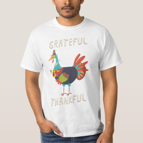 Grateful Thankful Thanksgiving T_Shirt