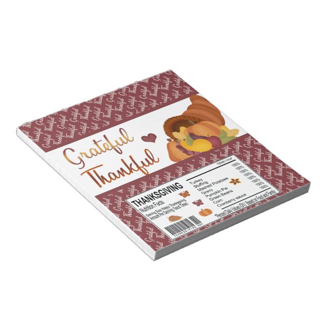 Grateful Thanksgiving Candy Bar Wrapper Favors Notepad (Angled)