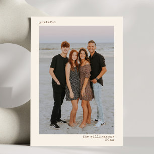 Grateful Thanksgiving Photo Family Typewriter Holiday Card