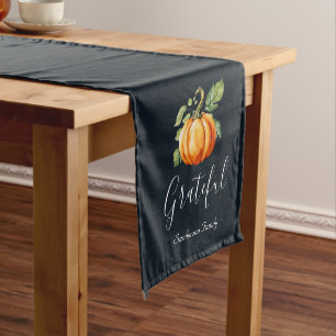Grateful Thanksgiving Pumpkin Personalized  Short Table Runner