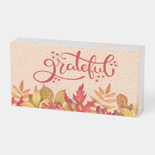 Grateful Thanksgiving Wooden Box Sign (Angled Horizontal)