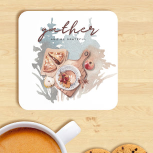 Grateful Thansgiving Gathering Beverage Coaster