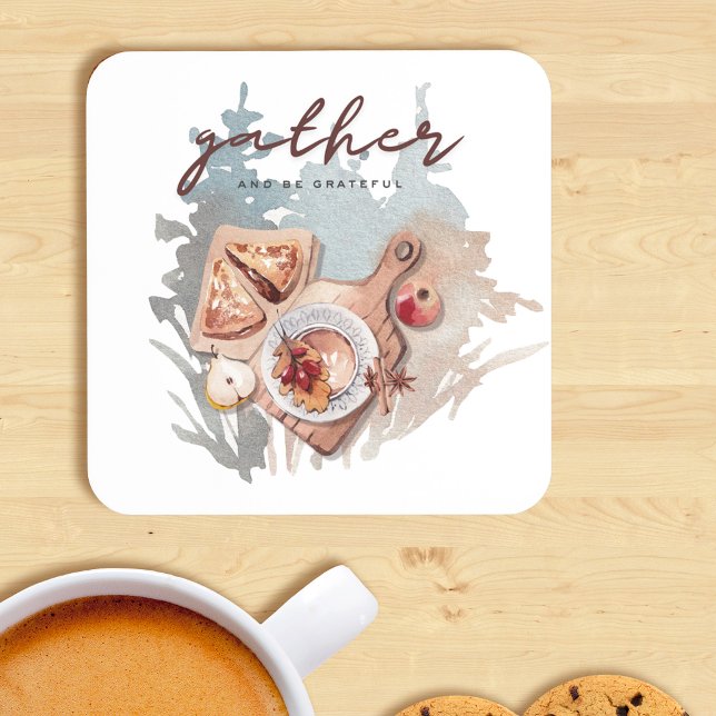 Grateful Thansgiving Gathering Beverage Coaster (Creator Uploaded)