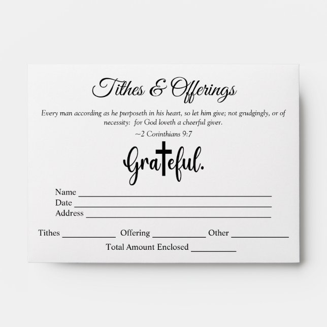 Grateful Tithes & Offering Envelopes (Front)