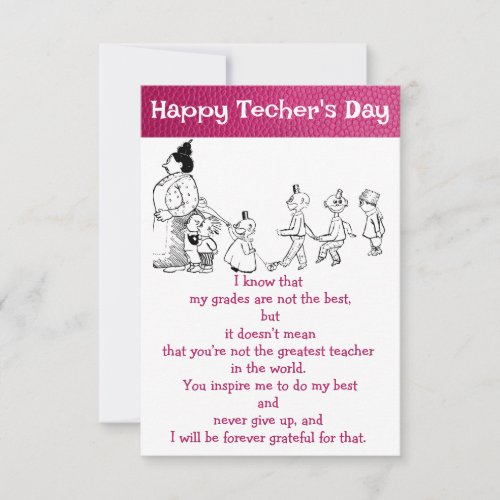 Grateful to the teacher card