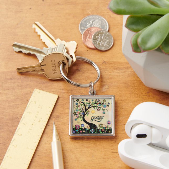 Grateful Tree Flowers Fun  Keychain (Desk)