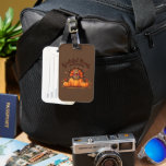 Grateful Turkey on Pumpkins Thanksgiving Luggage Tag<br><div class="desc">Celebrate the warmth of the season with this charming Thanksgiving design featuring an adorable cartoon turkey perched on a trio of bright orange pumpkins. The playful illustration is brought to life with warm autumn tones, whimsical fall leaves, and a scattering of hearts that evoke the spirit of gratitude and family...</div>